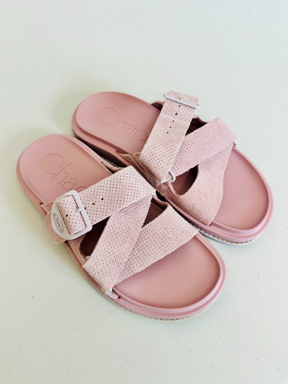 NEW CHACO ROSE QUARTZ PINK TOWNES MIDFORM SLIDE SUEDE SIZE 7
